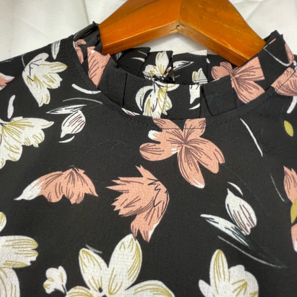 SHEIN Black and Rose Floral Long Sleeve Blouse - Picture 2 of 9